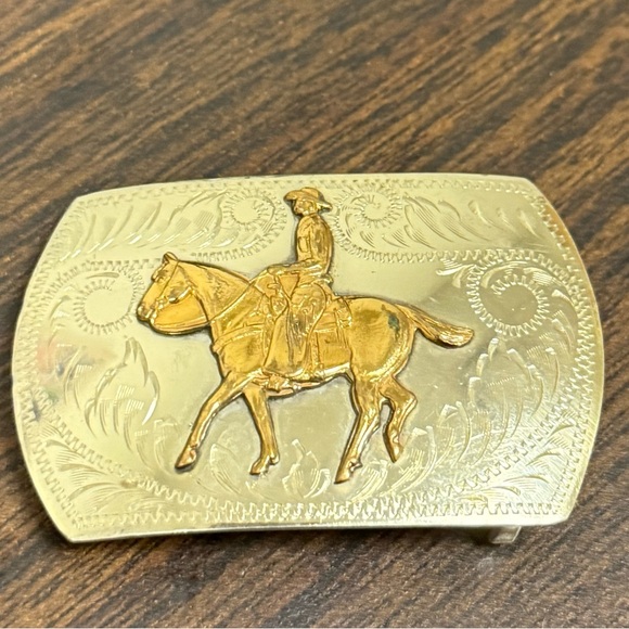 Vtg Irvine Jachens German Silver Cowboy Cowgirl Rodeo Western Belt Buckle - Picture 3 of 8
